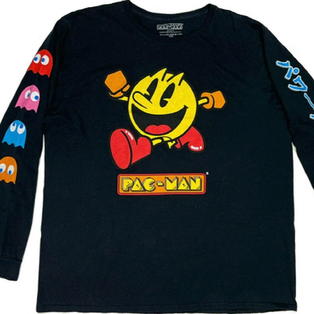 PAC‑MAN™ & BANDAI NAMCO® Licensed Long Sleeve T‑Shirt – XL, Good Used Condition